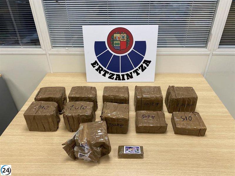 Intervenidos más de 10 kilos de hachís en un control policial en Usurbil