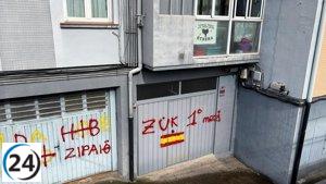 Hernani se manifiesta con grafitis en contra de la Ertzaintza y su consejero de Seguridad.