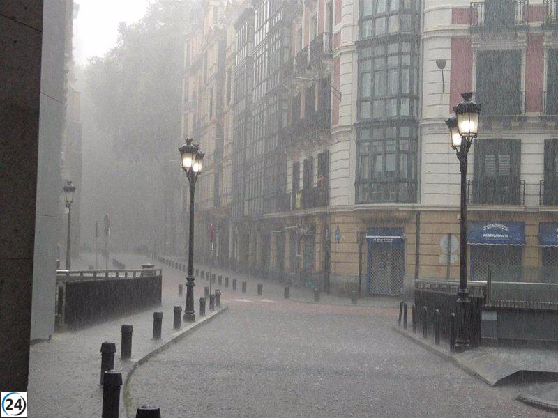 Alerta amarilla en Euskadi por lluvias intensas a partir de las 14.00 horas del domingo.
